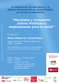 &ldquo;Movilidad y transporte activo: Pol&iacute;ticas e implicaciones para la salud&rdquo;