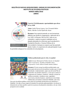 bolet&iacute;n de nuevas adquisiciones, unidad de documentaci&oacute;n instituto