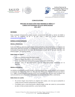 proceso de selecci&oacute;n para residencia m&eacute;dica y cursos de posgrado