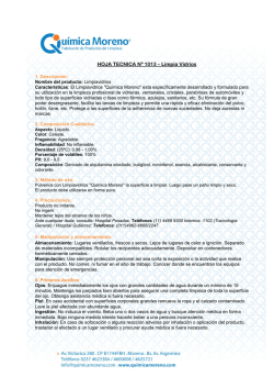 HOJA TECNICA N&ordm; 1013 &ndash; Limpia Vidrios