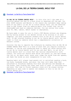 La Sal De La Tierra Daniel Wolf