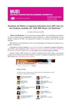 Estudiante del M&aacute;ster en Ingenier&iacute;a Inform&aacute;tica de la UDC entre los