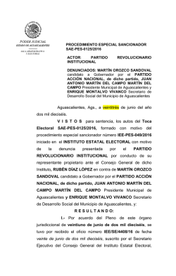 SENT ELECTORAL SAE-PES-125-2016