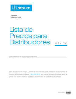 Lista de Precios para Distribuidores M&Eacute;XICO