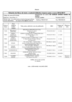 Relaci&oacute;n libros de texto 1&ordm; ESO 2016