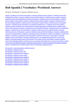 Holt Spanish 2 Vocabulary Workbook Answers