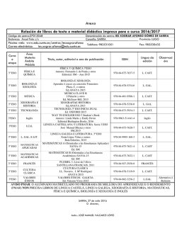 Relaci&oacute;n libros de texto 3&ordm; ESO 2016