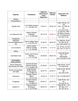 Deporte Presidente Vigencia Reconocim iento Deportivo Vigencia