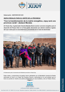 "Con la transformaci&oacute;n de la matriz energ&eacute;tica, Jujuy ser&aacute; una