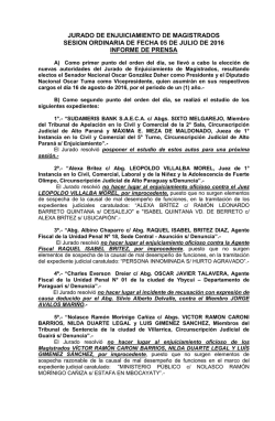 Resoluciones Tomadas en la Sesi&oacute;n Ordinaria del d&iacute;a martes 5 de