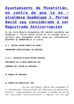 Ayuntamiento de Minatitl&aacute;n, en contra de que la ex