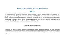 Beca excelencia 2015- 2 a aplicar en 2016-1