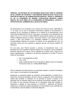 tribunal calificador de las pruebas selectivas para el ingreso en el