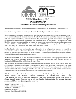 MMM Healthcare, LLC. Plan HMO SNP Directorio de Proveedores y