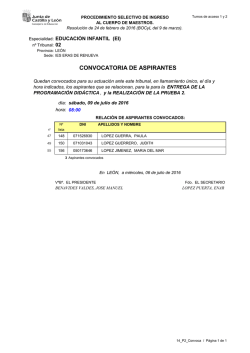 CONVOCATORIA DE ASPIRANTES