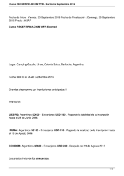 Curso RECERTIFICACION WFR - Bariloche Septiembre