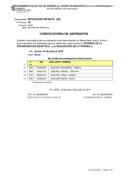 CONVOCATORIA DE ASPIRANTES