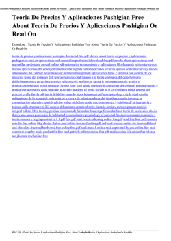 Teoria De Precios Y Aplicaciones Pashigian Free About Teoria De