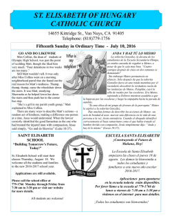 ST. ELISABETH OF HUNGARY CATHOLIC CHURCH Fifteenth