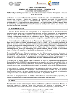 CONVOCATORIA REGIONAL CAMINOS DEL MERCOSUR