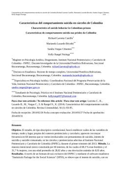 Caracter&iacute;sticas del comportamiento suicida en c&aacute;rceles de Colombia