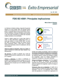 FDIS ISO 45001: Principales implicaciones