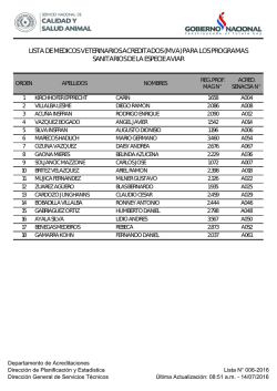 Lista de Veterinarios Acreditados