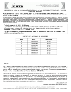 PUBLICACI&Oacute;N DE LISTAS CON LOS FOLIOS Y CALIFICACIONES