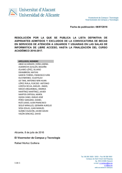 Lista definitiva de aspirantes admitidos