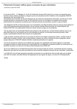 Parlamento Europeo ratifica apoyo a proceso de