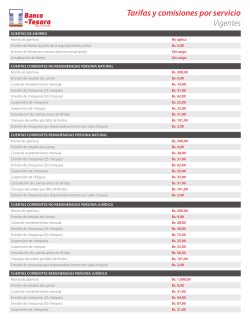 Tarifas - Banco del Tesoro