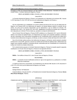 CIRCULAR Modificatoria 13-16 de la &Uacute;nica de Seguros y Fianzas