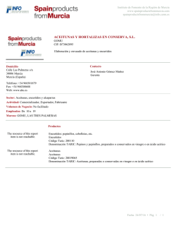 aceitunas y hortalizas en conserva, sl