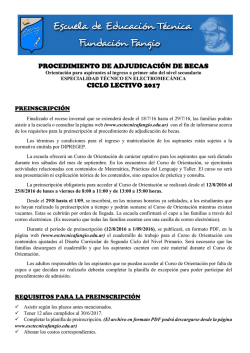 Procedimiento de adjudicaci&oacute;n de becas 2017