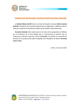 Conferencia del Senador mexicano Ra&uacute;l Cervantes Andrade