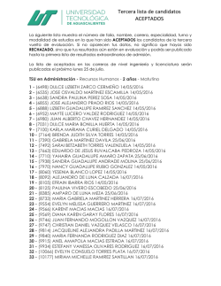 Tercera lista de candidatos ACEPTADOS