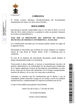Tasa por la prestanc&iacute;on del servicio de Escuela Municipal de