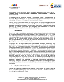 Convocatoria interna de tutores para la Secretar&iacute;a de Educaci&oacute;n de