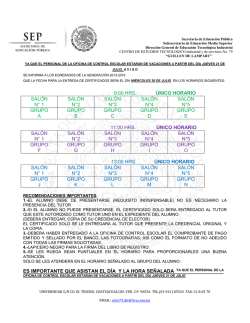 9:00 hrs. &uacute;nico horario sal&oacute;n n&deg; 1 sal&oacute;n n&deg;2 sal&oacute;n n&deg;3