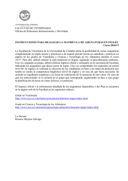 FACULTAD DE VETERINARIA Oficina de Relaciones