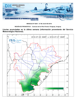 Lluvias acumuladas en la &uacute;ltima semana (informaci&oacute;n proveniente