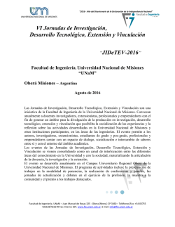 VI Jornadas de Investigaci&oacute;n, Desarrollo Tecnol&oacute;gico, Extensi&oacute;n y