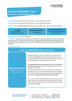 AUXILIAR ENFERMER&Iacute;A - SACYL Ejercicio &uacute;nico