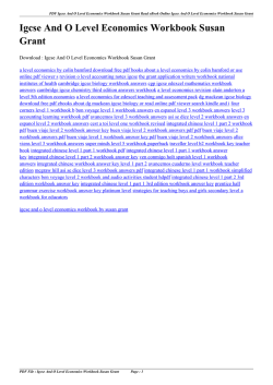 Igcse And O Level Economics Workbook Susan Grant