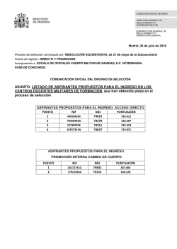 LISTADO DE ASPIRANTES PROPUESTOS PARA EL INGRESO EN