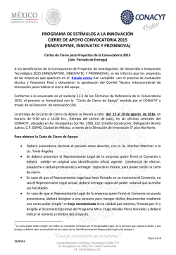 segunda entrega de cartas de cierre pei 2015