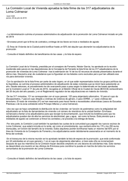 La Comisi&oacute;n Local de Vivienda aprueba la lista firme de los 317