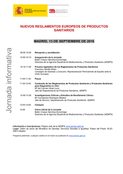 Programa de la Jornada informativa sobre los Nuevos Reglamentos