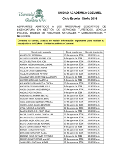 UNIDAD ACAD&Eacute;MICA COZUMEL Ciclo Escolar Oto&ntilde;o 2016