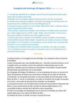 Evangelio del Domingo 28 Agosto 2016 (Lucas 14, 1.7-14)